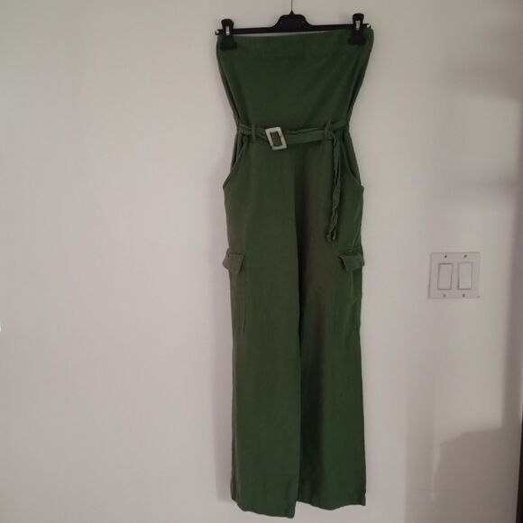 sim y sam Pants - Sim y Sam Long Strapless Jumpsuit Size XS Olive Green Color